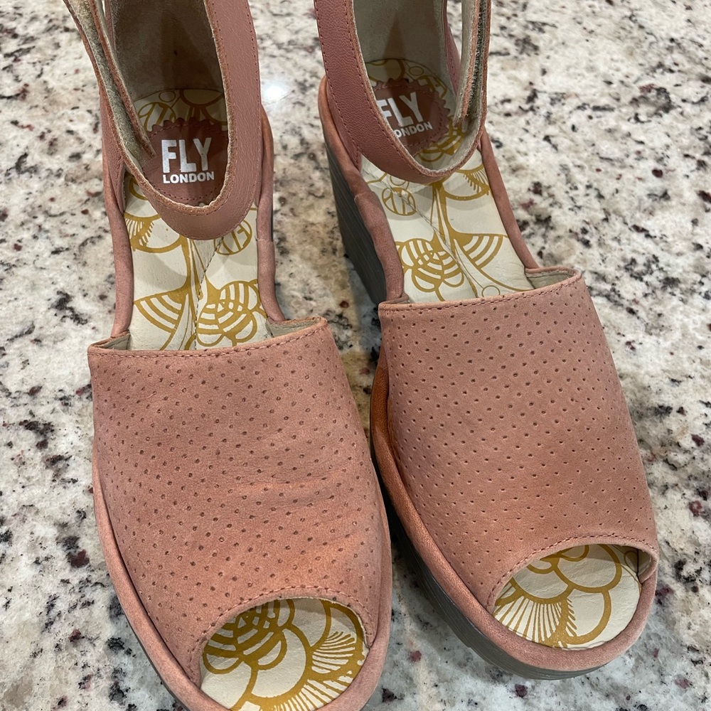 Fly London Women's Pink Peep-Toe Shoes